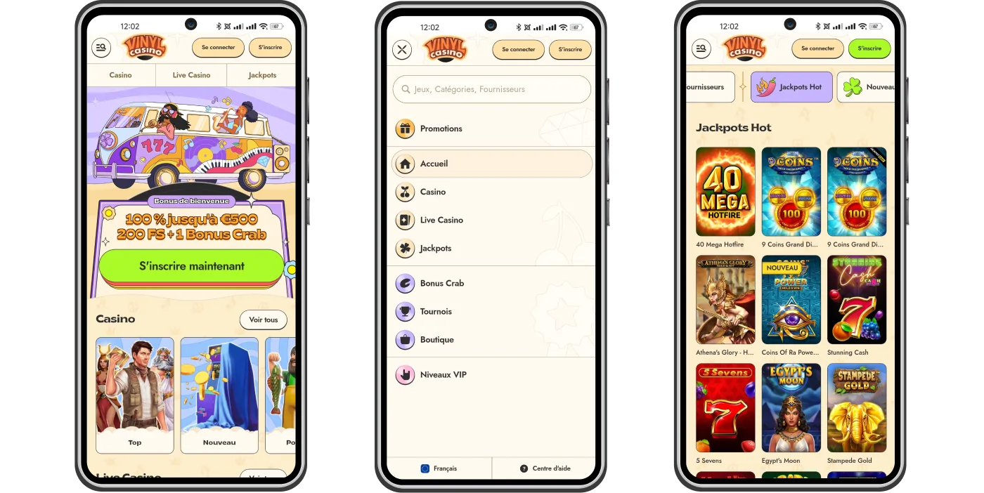 Fonctionnalités de la version mobile de Vinyl Casino pour jouer partout