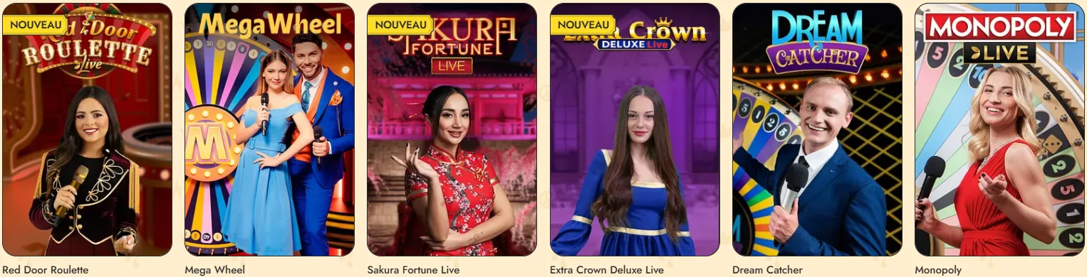 Game shows en direct sur Vinyl Casino