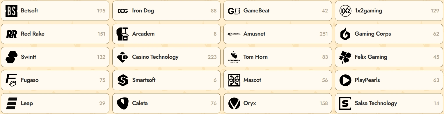 Liste des fournisseurs de machines à sous sur Vinyl Casino
