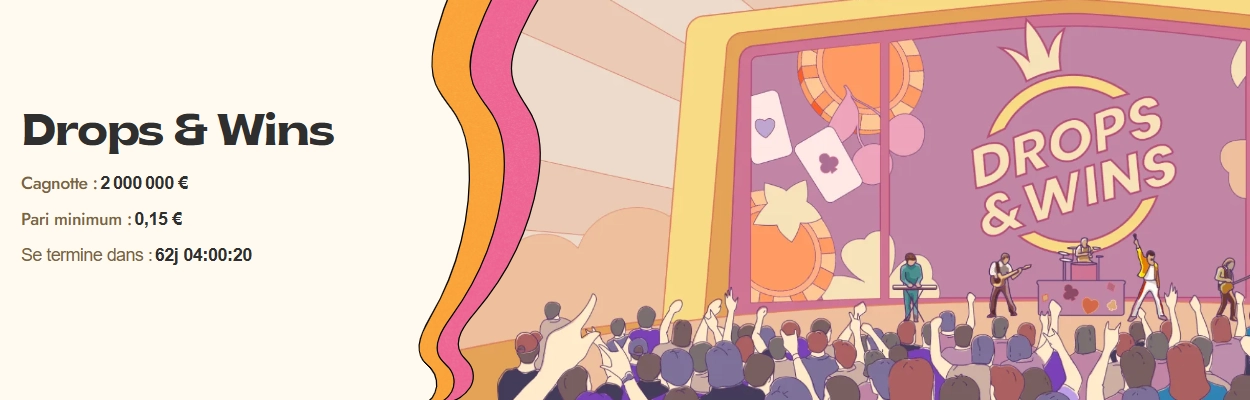 Tournois Drops and Wins avec gros gains sur Vinyl Casino